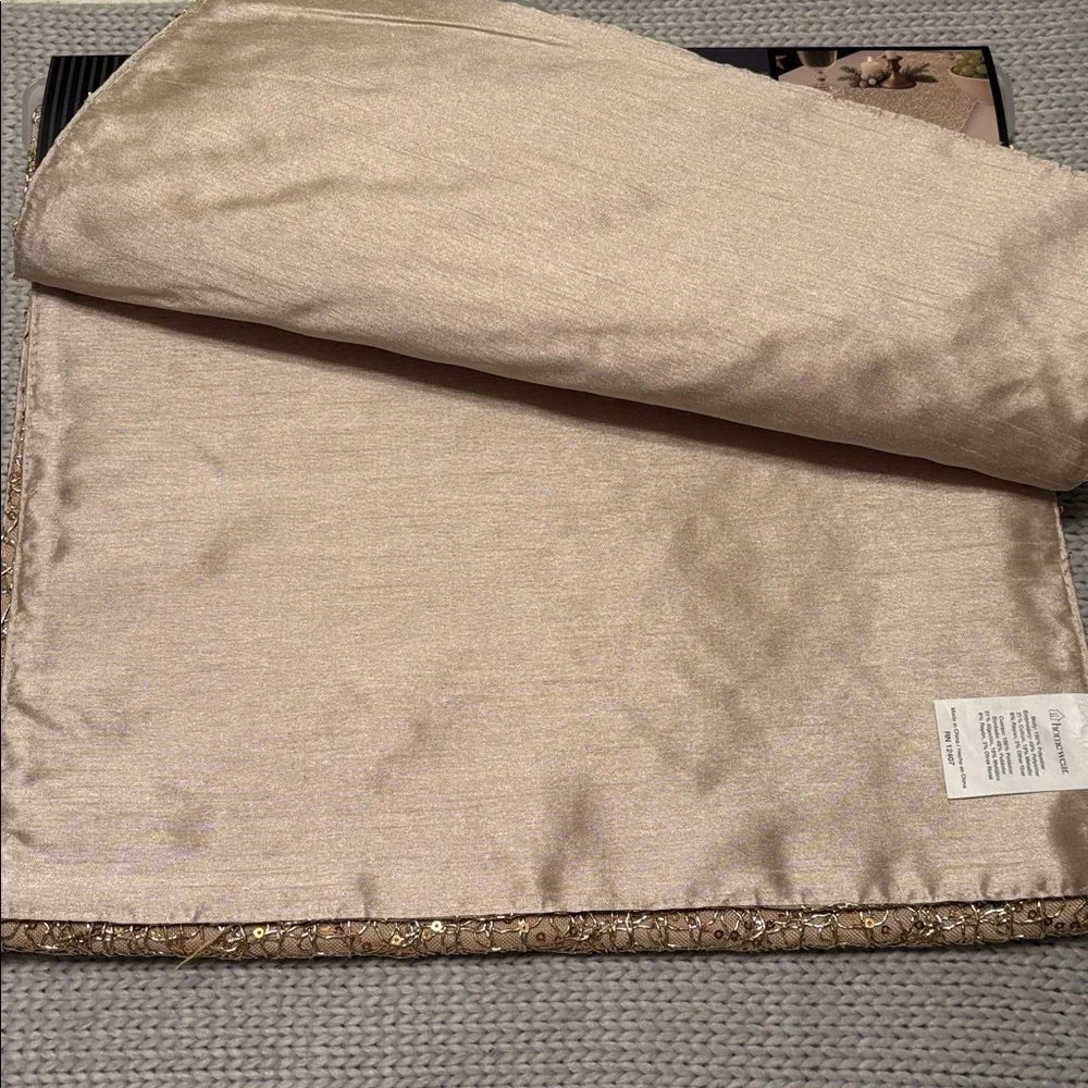 Homewear Gold Sequin Embroidered Table Runner 14x72